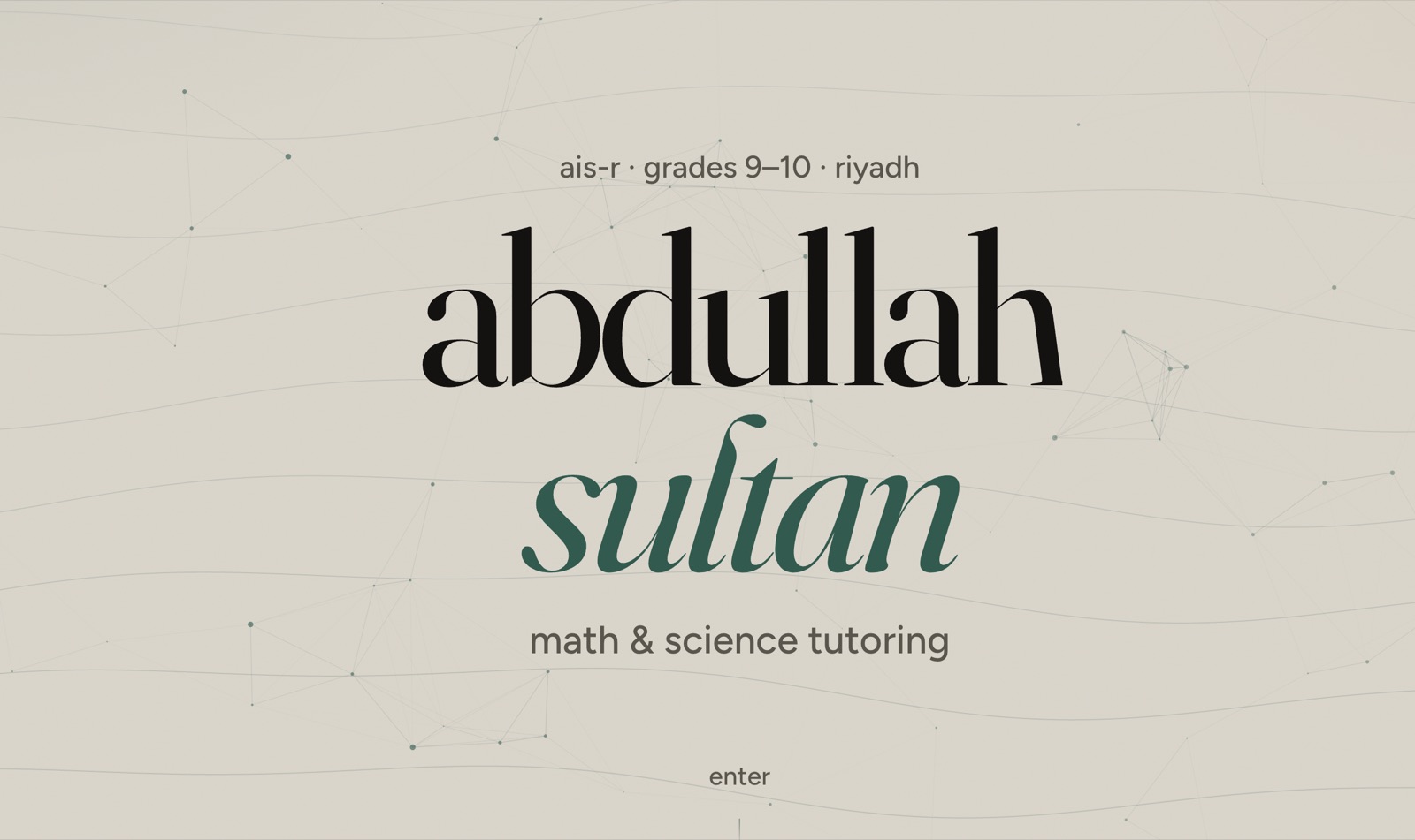 screenshot of the tutoringbyabdullah landing page headed abdullah sultan